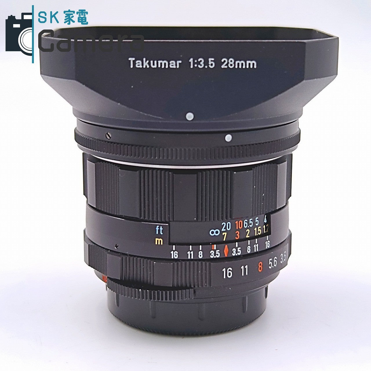 【中古】 PENTAX Super-Multi-Coated TAKUMAR 28mm F3.5 M42 フード付き 良品