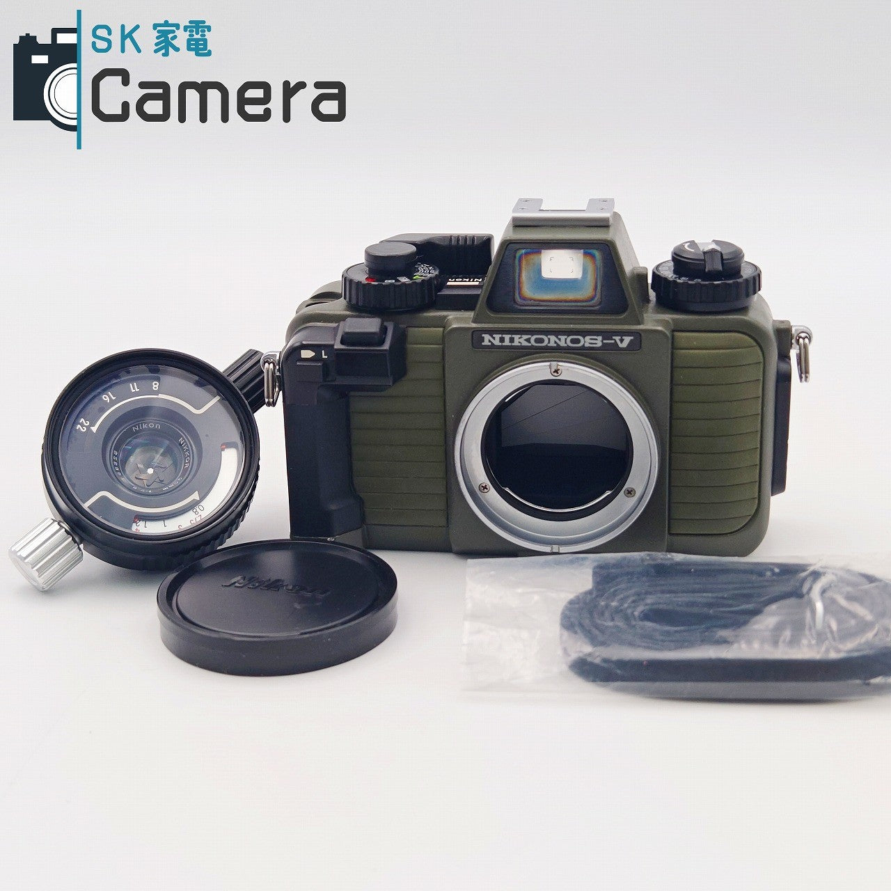 【中古】 NIKON NIKONOS-V NIKKOR 35mm F2.5 オリーブ シャッター 露出 動作 ニコン ニコノス キャップ付