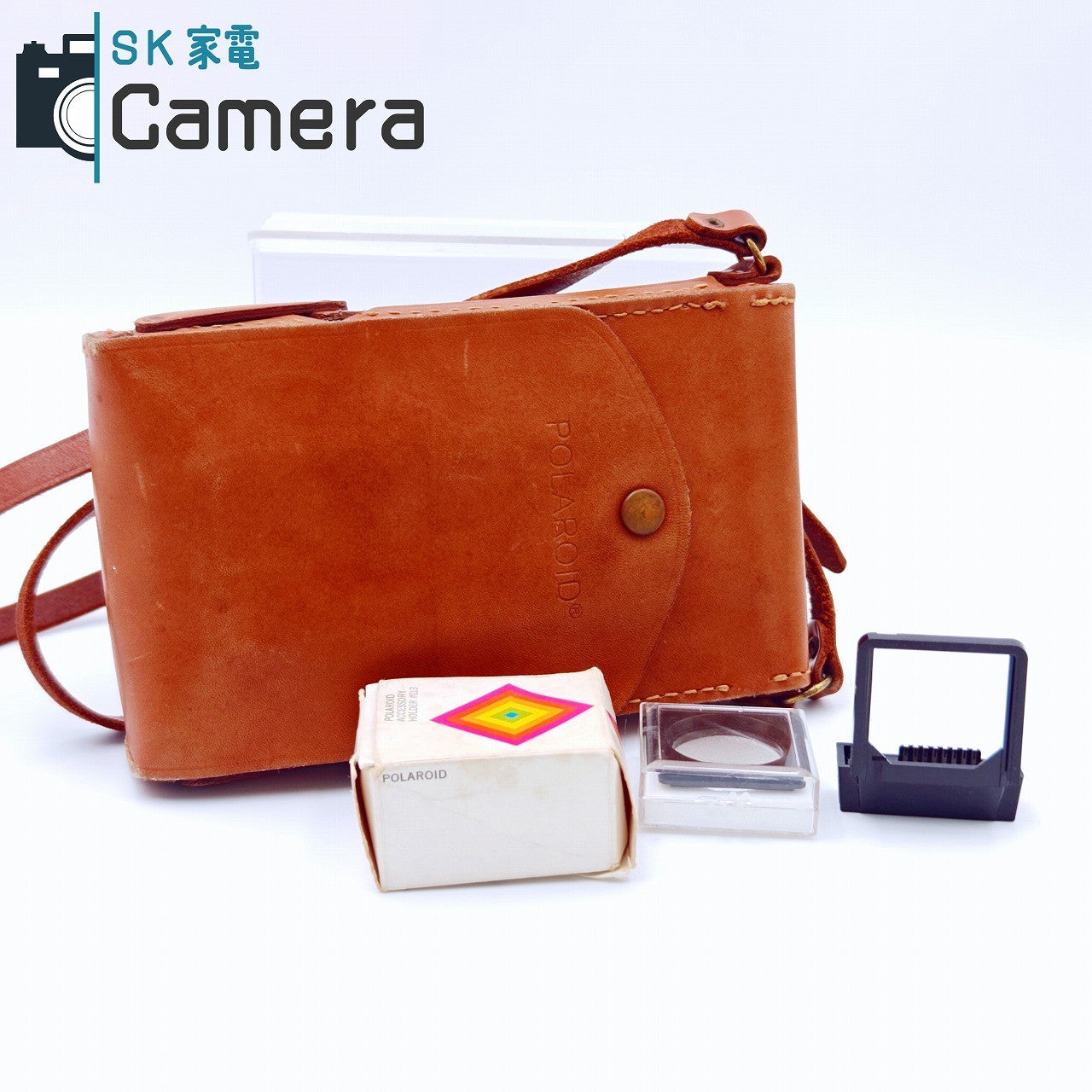 【中古】 POLAROID SX-70 LANDCAMERA ポラロイド キャメルカラー ケース ACCESSORY HOLDER #113 付 通電 シャッター 動作