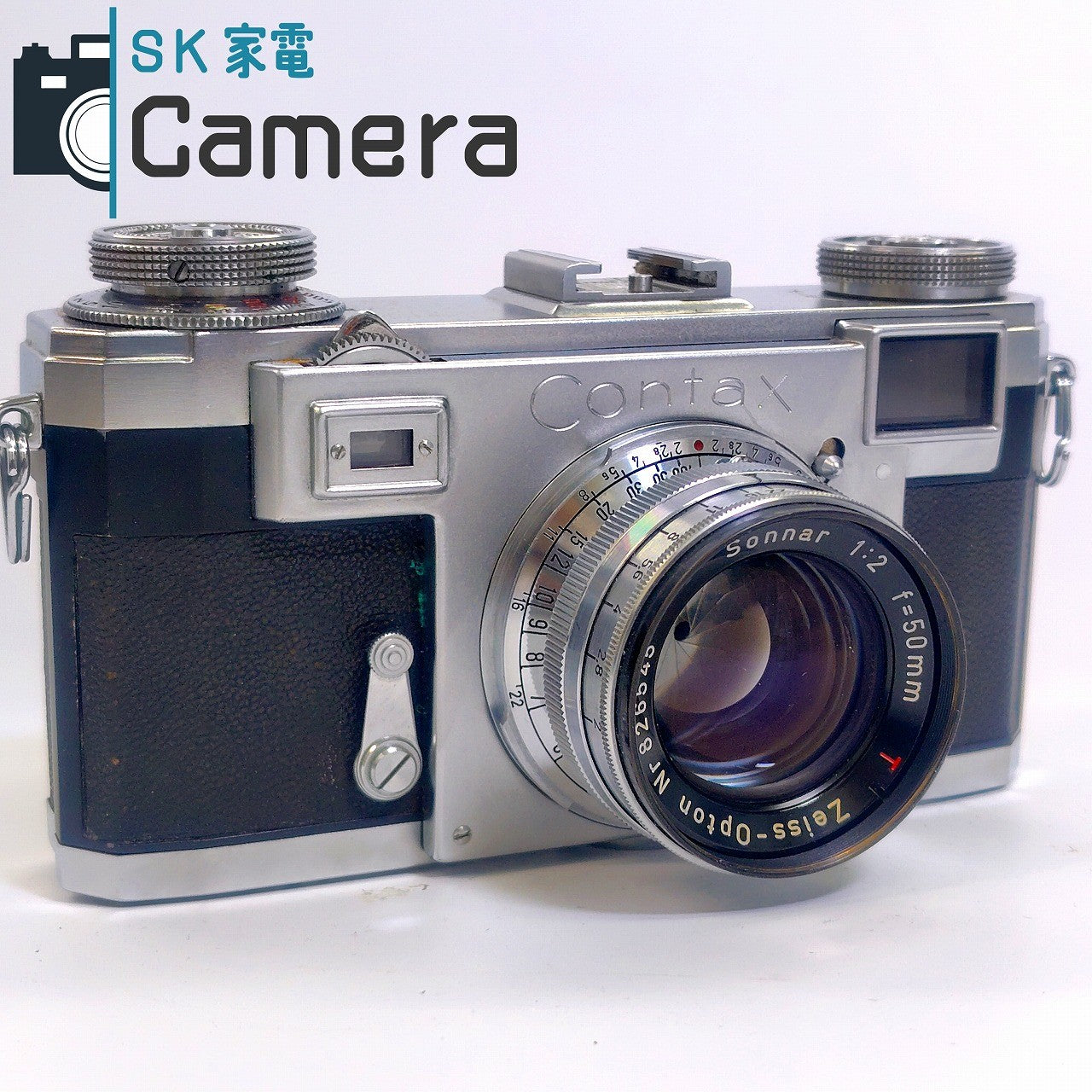 【中古】 CONTAX IIa Zeiss-Opton Sonnar 50mm F2 T ZEISS IKON コンタックス カラーダイヤル 革ケース キャップ付 良品