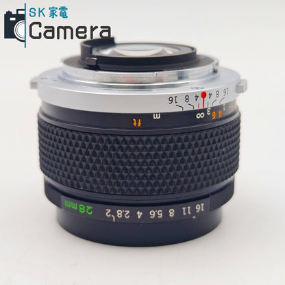 【中古】 OLYMPUS OM-SYSTEM ZUIKO MC AUTO-W 28ｍｍ F2 オリンパス キャップ付 良