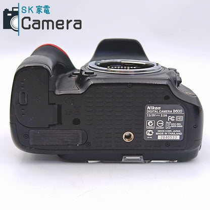 【中古】 Nikon D600 FX ニコン デジタル一眼レフ 電池 充電器付