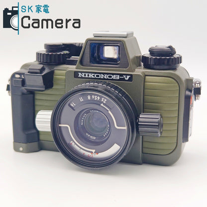 【中古】 NIKON NIKONOS-V NIKKOR 35ｍｍ F2.5 オリーブ シャッター 露出 動作 ニコン ニコノス 本体箱付