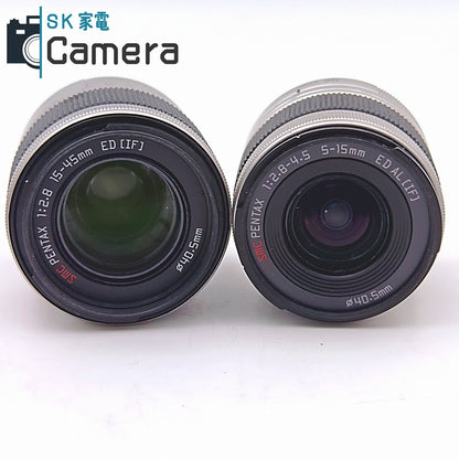【中古】 PENTAX Q7 GOLD SMC PENTAX 5-15ｍｍ F2.8-4.5 ED AL 02 STANDARD 15-45ｍｍ F2.8 ED 06 TELEPHOTO 電池 充電器付 ゴールド