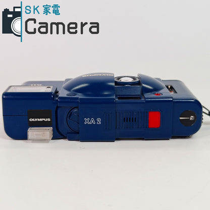 【中古】 OLYMPUS XA2 D.ZUIKO 35ｍｍ F3.5 A11 ストロボ付 ブルー オリンパス 青 動作品