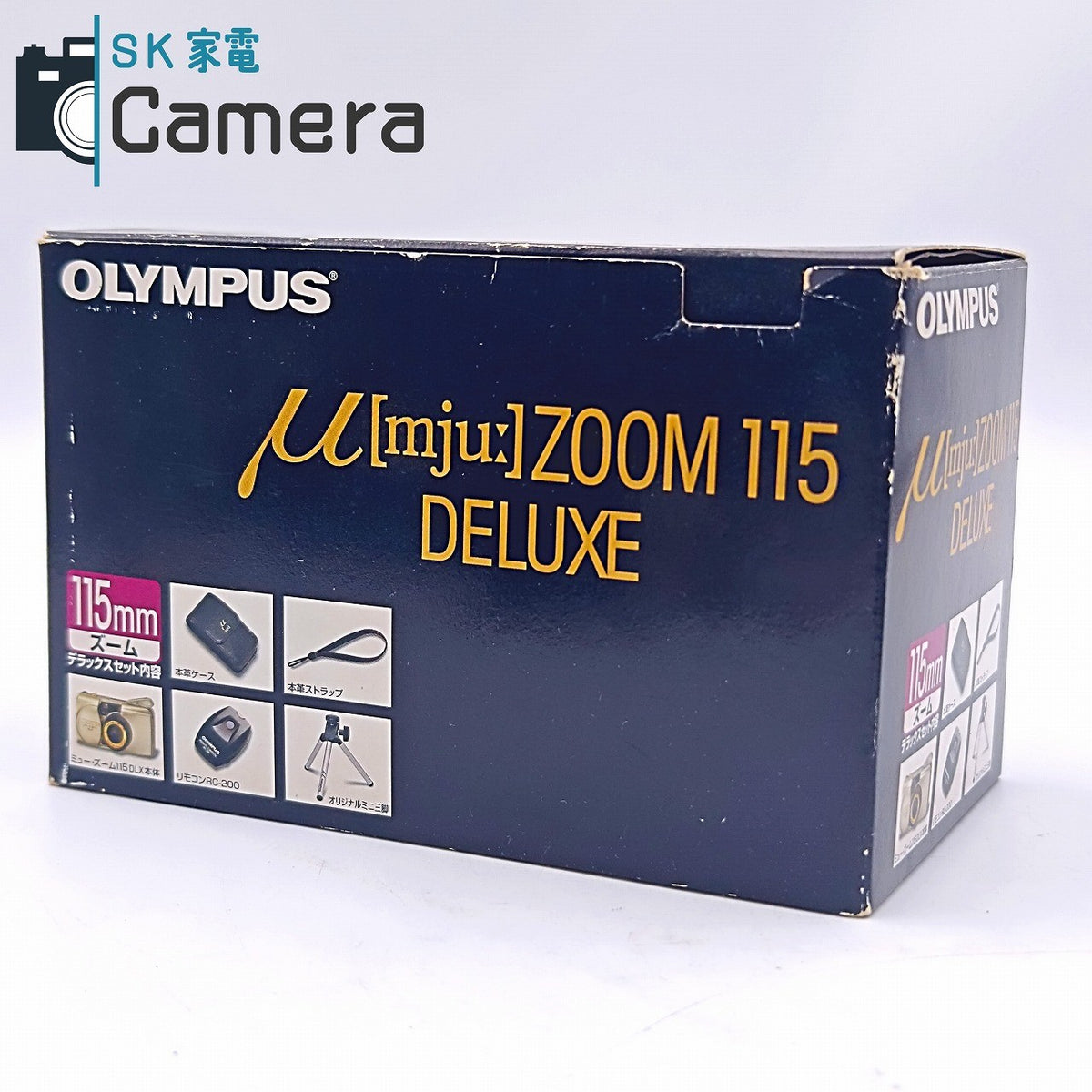 【中古】 OLYMPUS μ [mju:] ZOOM 115 DELUXE オリンパス ミュー 箱 専用三脚 箱 付 コンパクトフィルムカメラ
