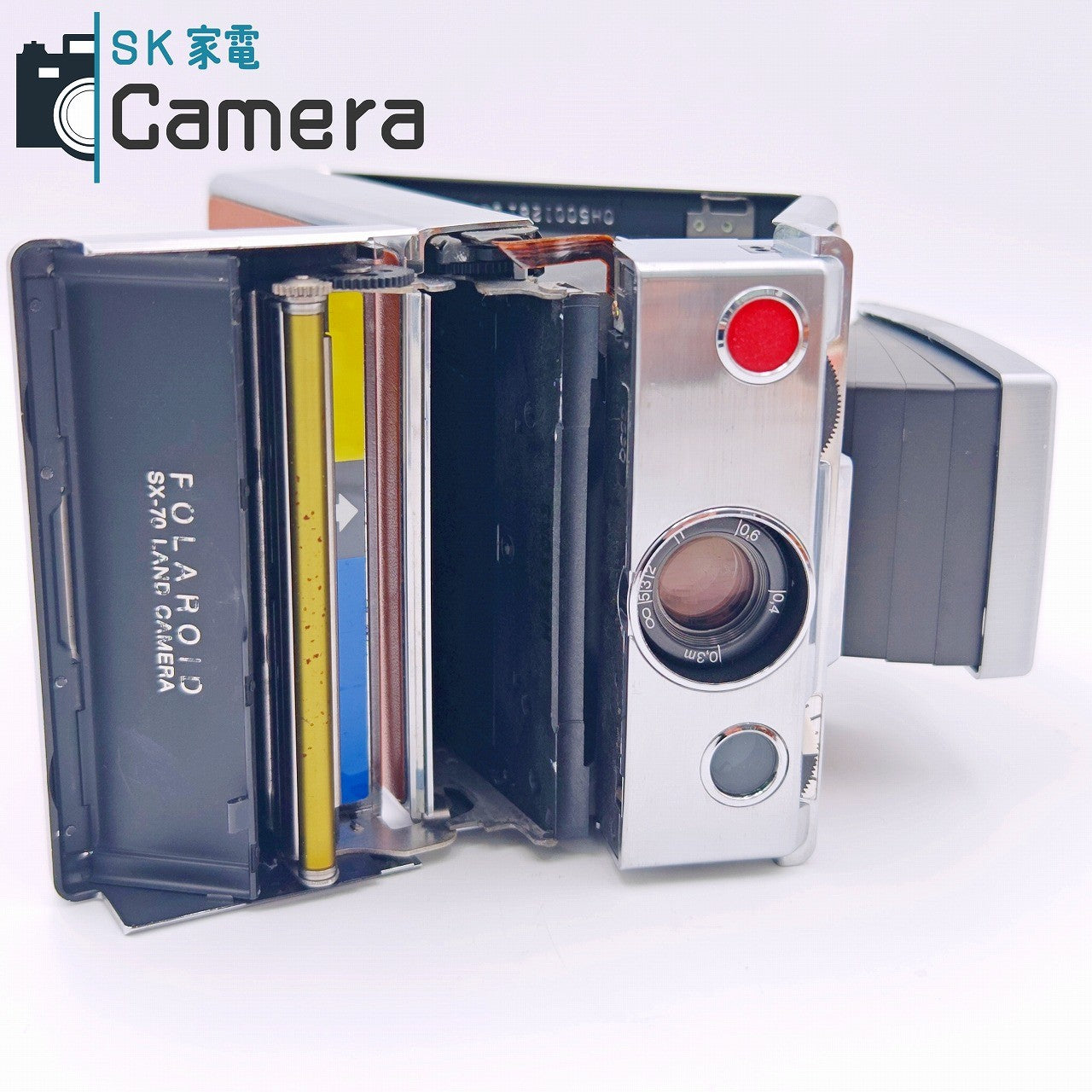 【中古】 POLAROID SX-70 LANDCAMERA ポラロイド キャメルカラー ケース ACCESSORY HOLDER ＃113 付 通電 シャッター 動作