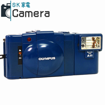 【中古】 OLYMPUS XA2 D.ZUIKO 35ｍｍ F3.5 A11 ストロボ付 ブルー オリンパス 青 動作品
