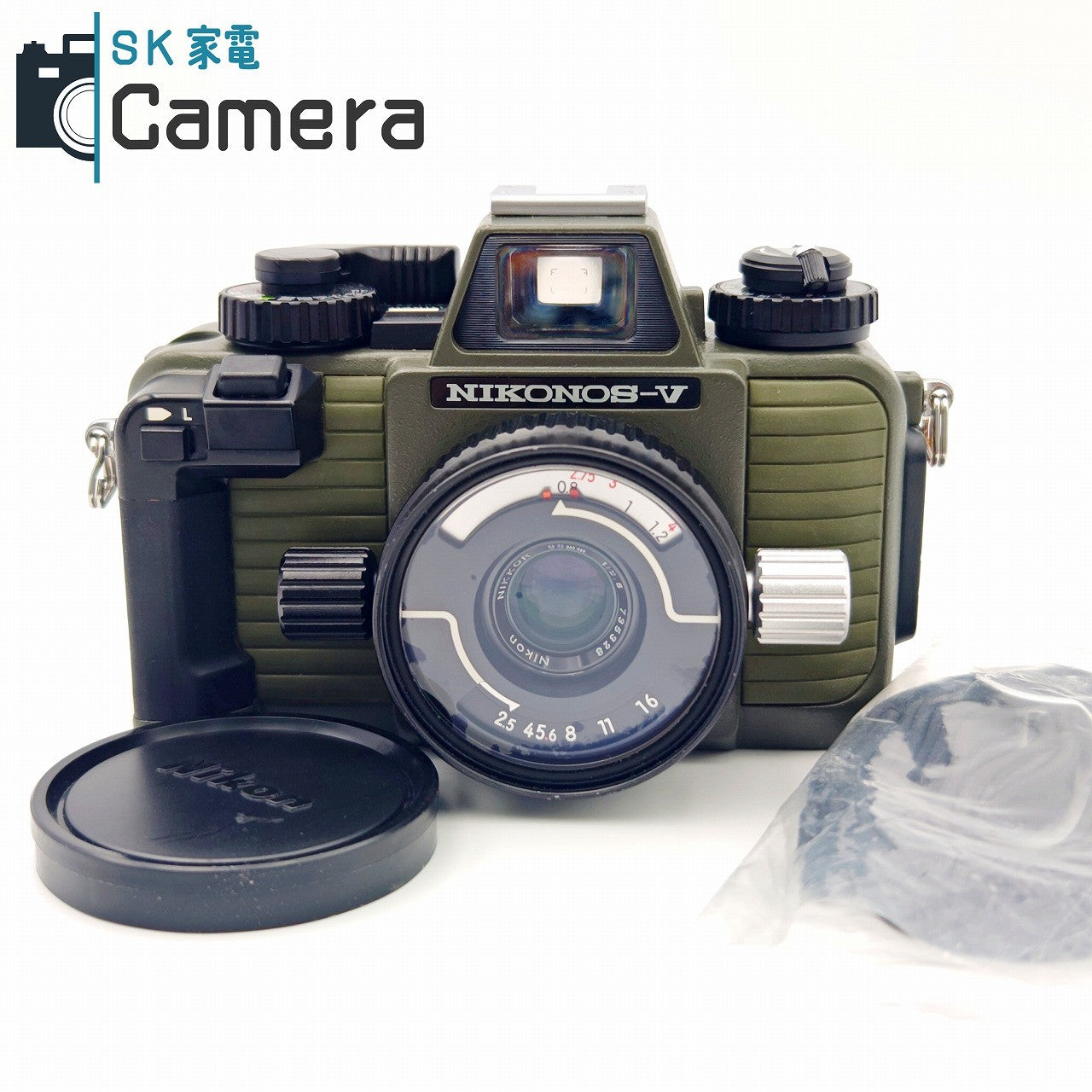 【中古】 NIKON NIKONOS-V NIKKOR 35ｍｍ F2.5 オリーブ シャッター 露出 動作 ニコン ニコノス キャップ付