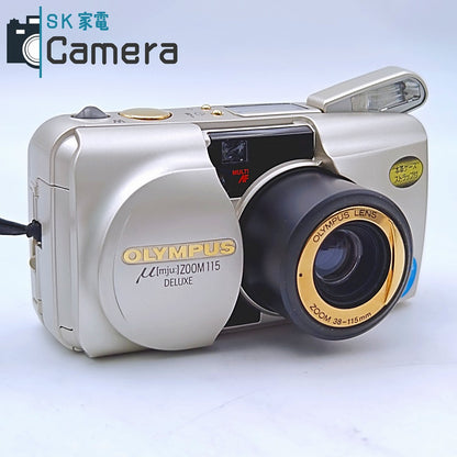 【中古】 OLYMPUS μ [mju:] ZOOM 115 DELUXE オリンパス ミュー 箱 専用三脚 箱 付 コンパクトフィルムカメラ