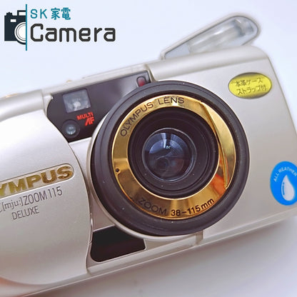 【中古】 OLYMPUS μ [mju:] ZOOM 115 DELUXE オリンパス ミュー 箱 専用三脚 箱 付 コンパクトフィルムカメラ
