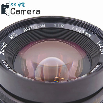 【中古】 OLYMPUS OM-SYSTEM ZUIKO MC AUTO-W 35ｍｍ F2 オリンパス キャップ フィルター 付
