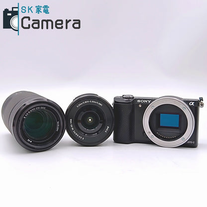 【中古】 SONY α5000 E PZ 16-50ｍｍ F3.5-5.6 OSS E 55-210ｍｍ F4.5-6.3 OSS ダブルレンズセット ILCE-5000Y SD16GB 充電器付 美品