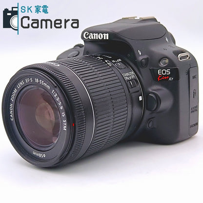 【中古】 Canon EOS Kiss X7 EF-S 18-55ｍｍ F3.5-5.6 IS STM EF-S 55-250ｍｍ F4-5.6 IS II ショット数約3100 ダブルレンズ 美品