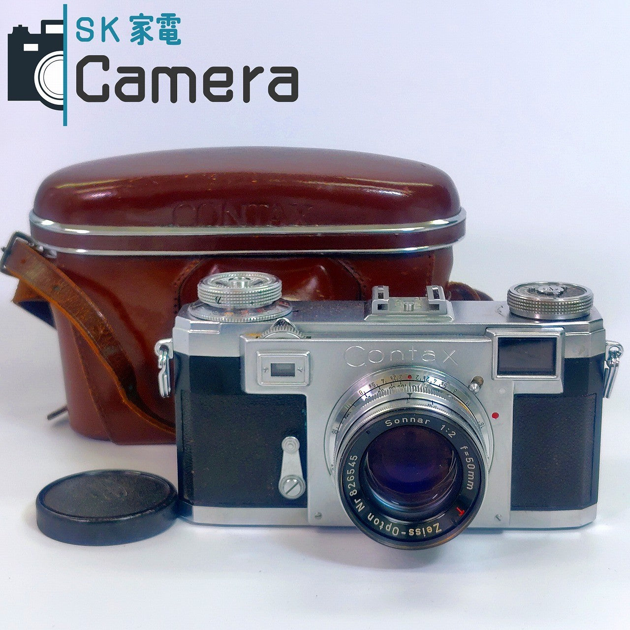 【中古】 CONTAX IIa Zeiss-Opton Sonnar 50ｍｍ F2 T ZEISS IKON コンタックス カラーダイヤル 革ケース キャップ付 良品