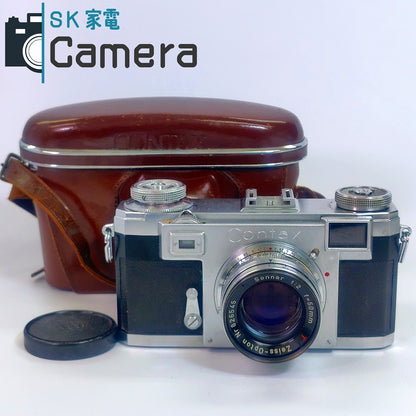 【中古】 CONTAX IIa Zeiss-Opton Sonnar 50ｍｍ F2 T ZEISS IKON コンタックス カラーダイヤル 革ケース キャップ付 良品