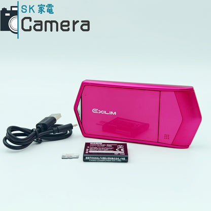 【中古】 CASIO EX-TR600 EXILIM エクシリム 自撮りカメラ コンパクトデジタルカメラ ピンク MicroSD16GB 充電ケーブル付 希少