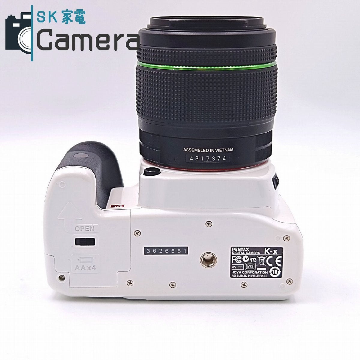 PENTAX K-x ホワイト SMC PENTAX-DA 18-55ｍｍ F3.5-5.6 AL WR ショット数約3000回 単三電池駆動 ペンタックス