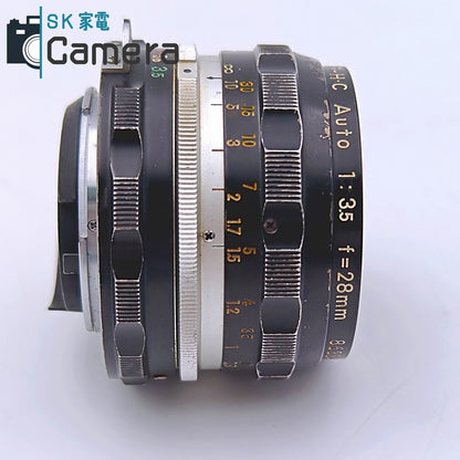 【中古】 Nikon NIKKOR-H・C Auto 28ｍｍ F3.5 非Ai HN-2 フード付 ニコン