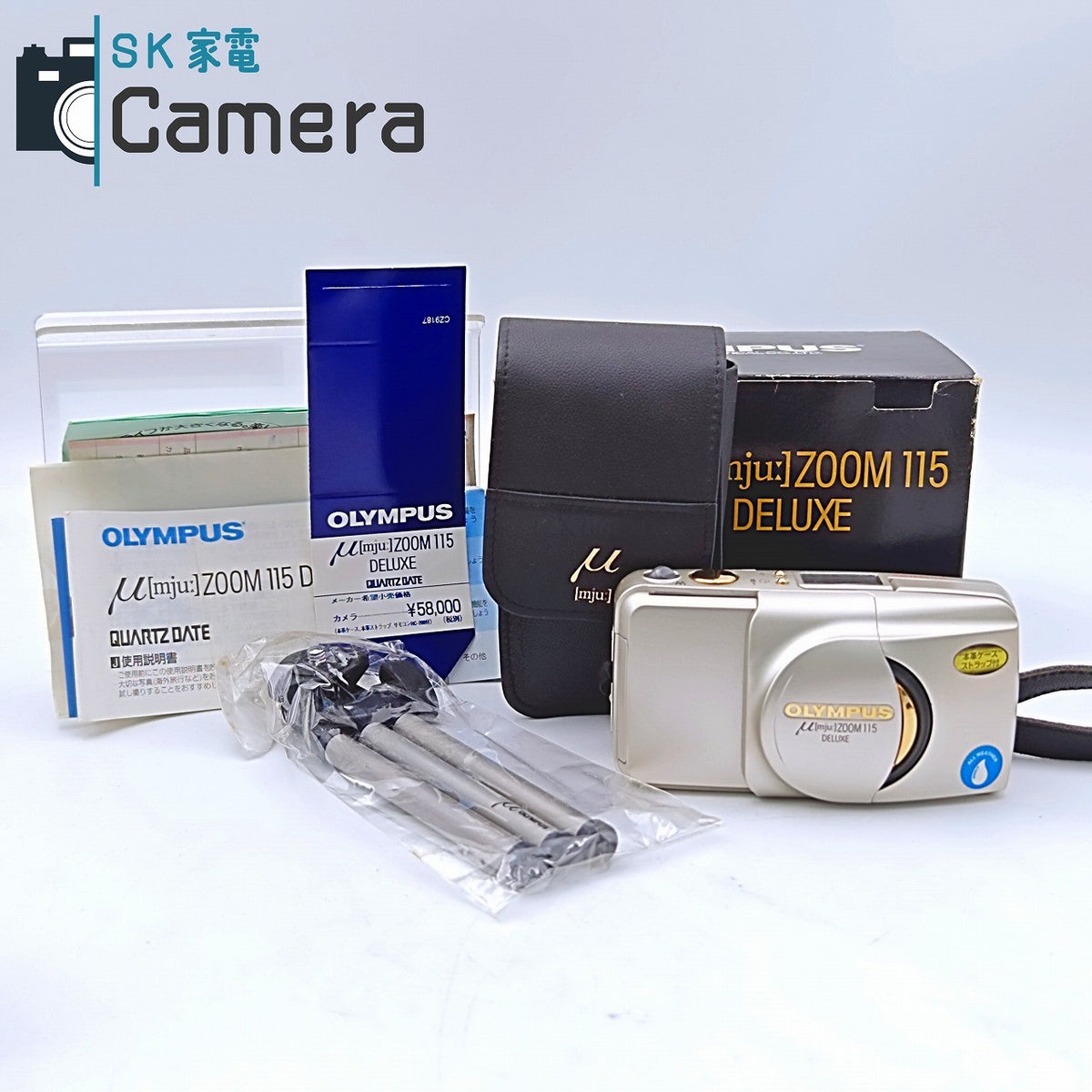 【中古】 OLYMPUS μ [mju:] ZOOM 115 DELUXE オリンパス ミュー 箱 専用三脚 箱 付 コンパクトフィルムカメラ