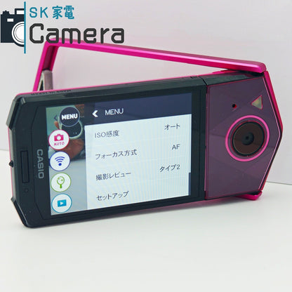 【中古】 CASIO EX-TR600 EXILIM エクシリム 自撮りカメラ コンパクトデジタルカメラ ピンク MicroSD16GB 充電ケーブル付 希少