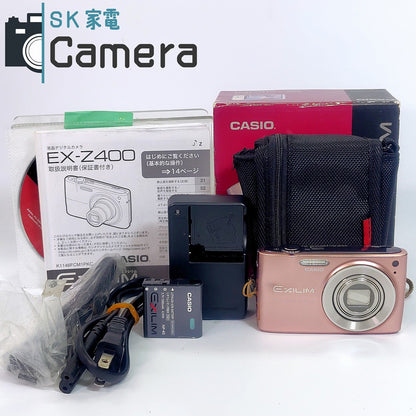 【中古】 CASIO EXILIM EX-Z400 CCD ピンク コンパクトデジタルカメラ 箱 説明書 充電器 電池 等付属 カシオ エクシリム