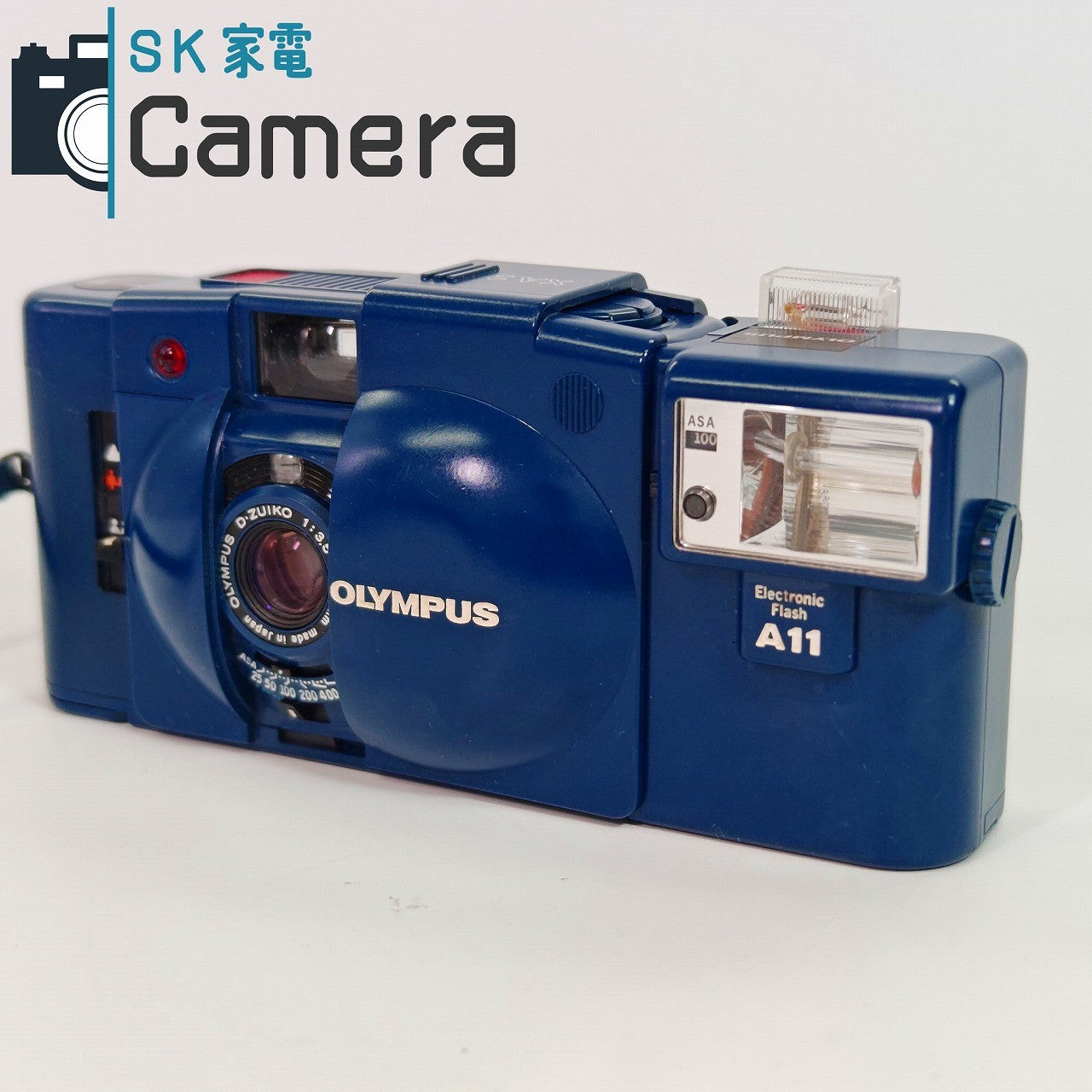 【中古】 OLYMPUS XA2 D.ZUIKO 35ｍｍ F3.5 A11 ストロボ付 ブルー オリンパス 青 動作品